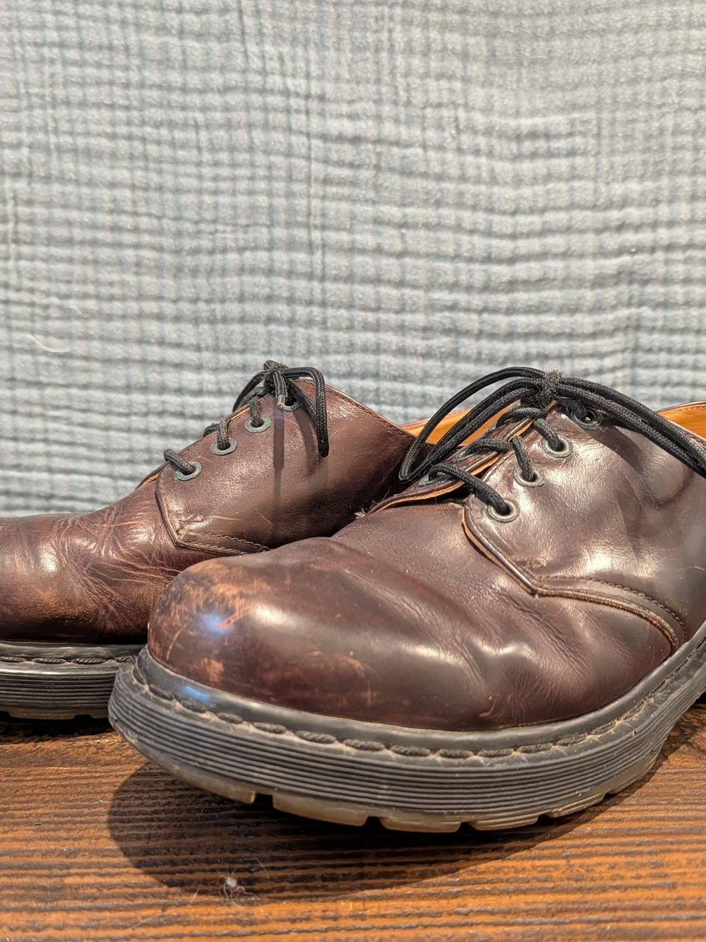 Dr. Martens Brown Leather Derby Shoes with Black Laces